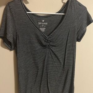 AE Monochrome Striped Short Sleeve Top